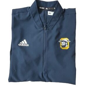 MEN'S ADIDAS 1/4 ZIP PULLOVER SHIRT NAVY BLUE OAKWOOD LUMBERJACK LOGO  SIZE XL